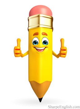 Cartoon Character of pencil is thumbs up pose